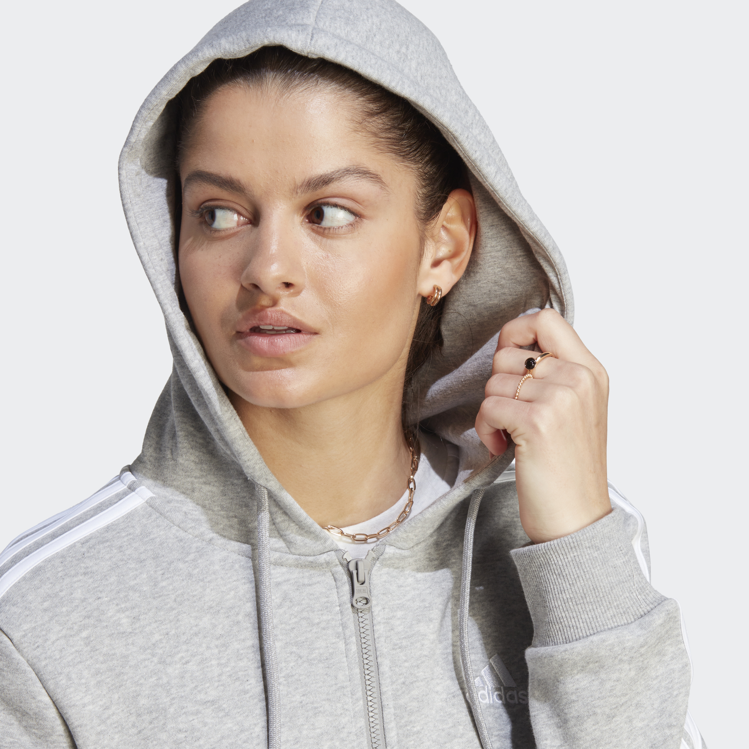 جاكيت Essentials 3-Stripes Full-Zip Fleece